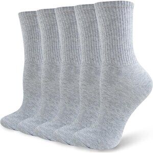 🆕 Women Grey Moisture Wicking Calf Socks Cotton Thin Soft Casual Sport Wear